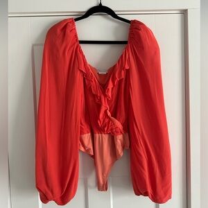 Lovers + Friends Red Orange Astrid Bodysuit